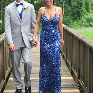 Scala Blue Sequin Prom Dress - size 2